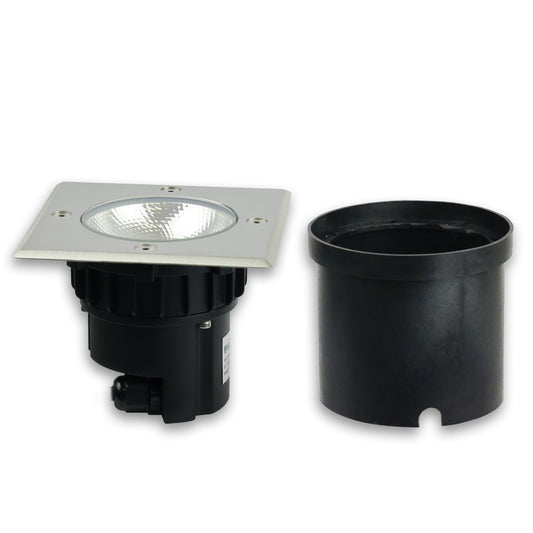Grondspot RVS vierkant 9,2W 700lm 90° 3000K IP67