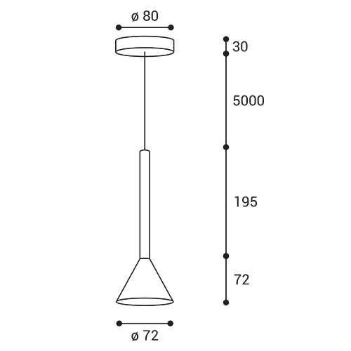 LED2 KONO Z conische hanglamp - afmetingen