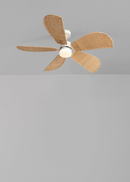 Rotanaro rotan plafondventilator met LED DC 40W Ø132 cm