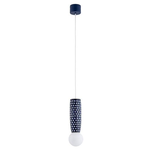 Boll hanglamp Kobalt-wit Klein