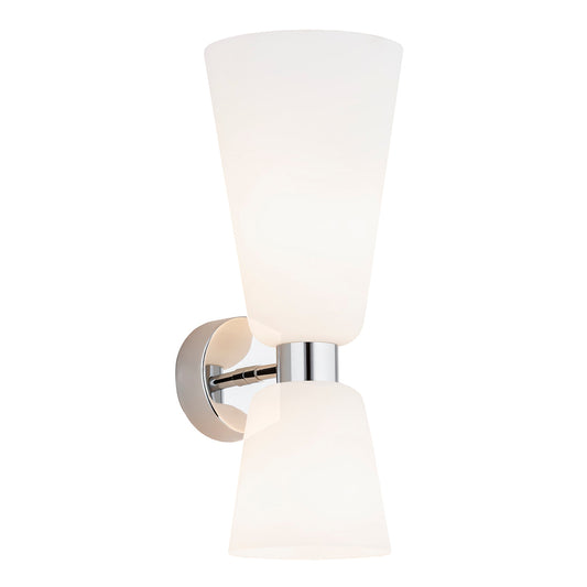 Reno wandlamp opaalglas chroom