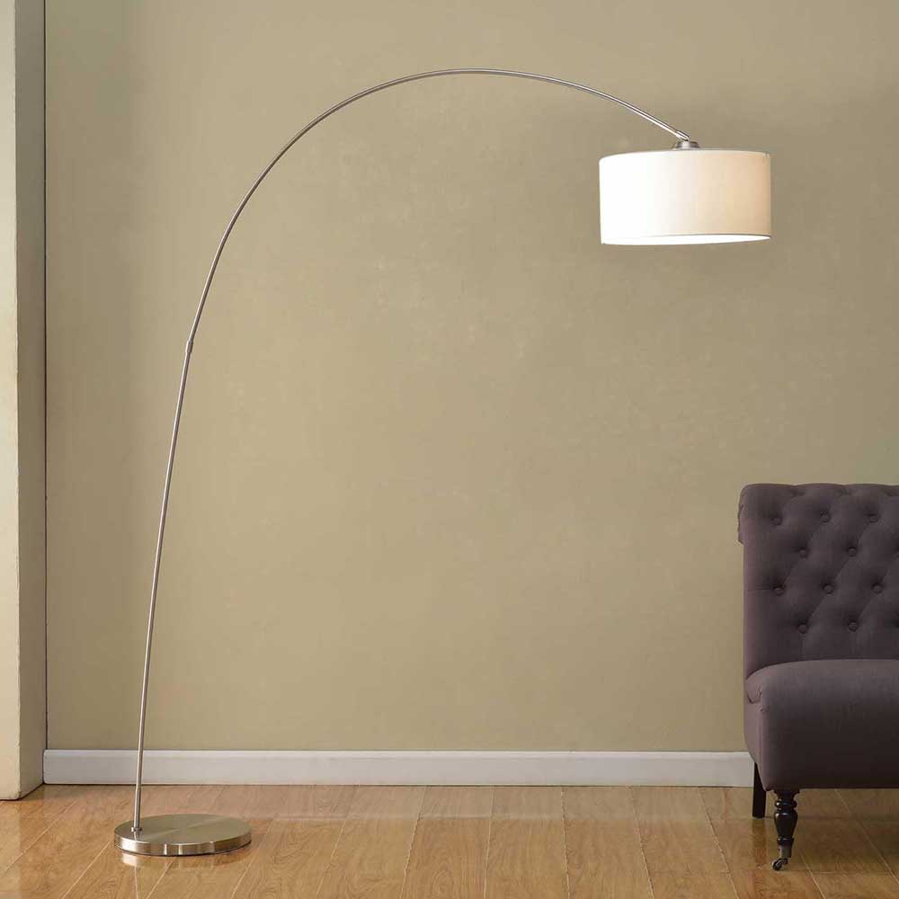BOW vloerlamp E27 200 cm mat staal