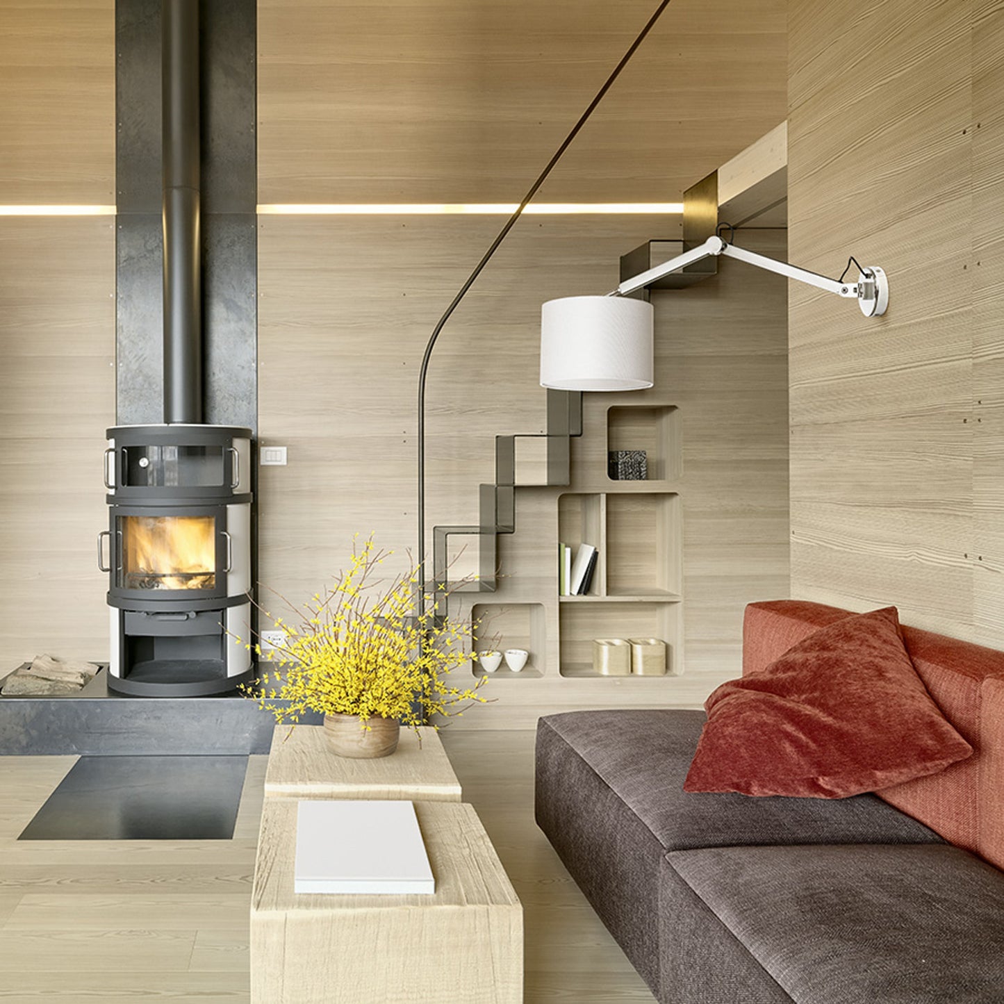 MADISON wandlamp met arm textielkap, verstelbaar