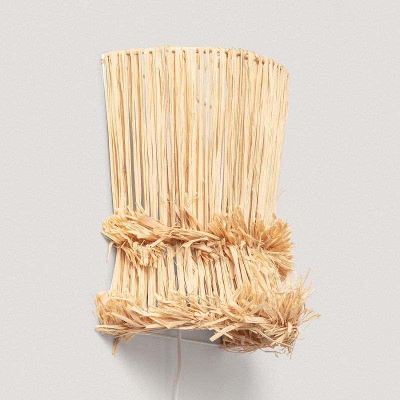 Alhavo wandlamp raffia naturel boho