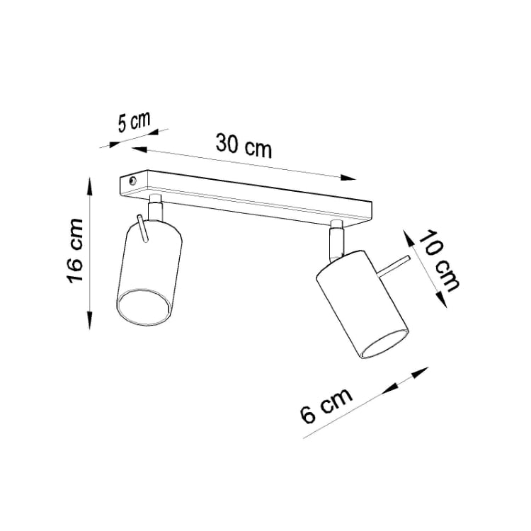RING 2 plafondlamp 2 richtbare spots GU10 zwart