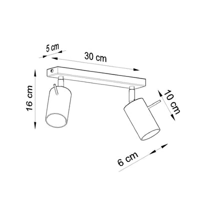 RING 2 plafondlamp 2 richtbare spots GU10 zwart