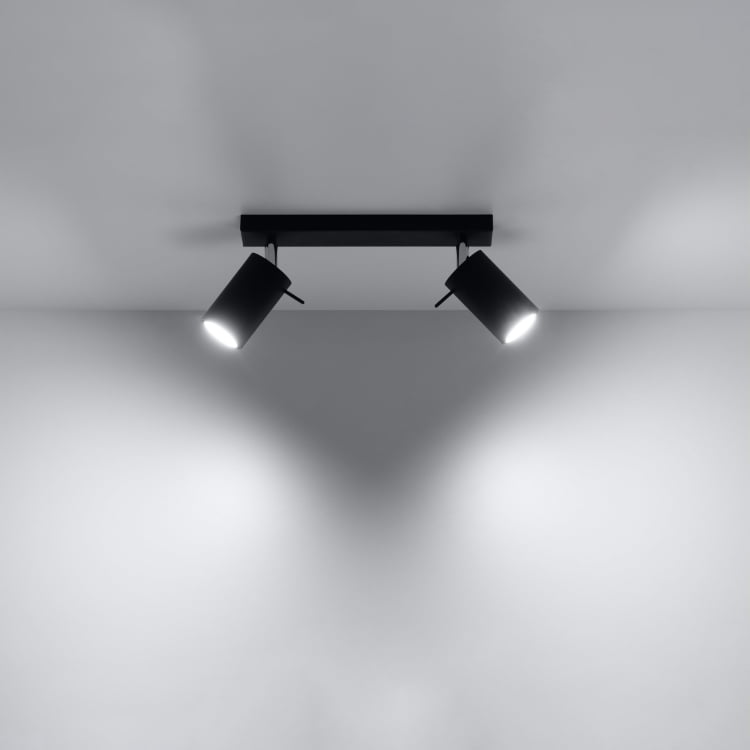 RING 2 plafondlamp 2 richtbare spots GU10 zwart