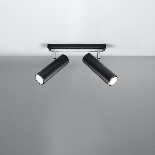 DIREZIONE 2 plafondlamp 2 spots cilinder GU10 zwart