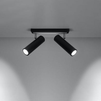 DIREZIONE 2 plafondlamp 2 spots cilinder GU10 zwart