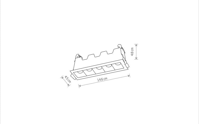 MINI LED 10W maattekening (zaagmaat 14 x 3,5 cm)