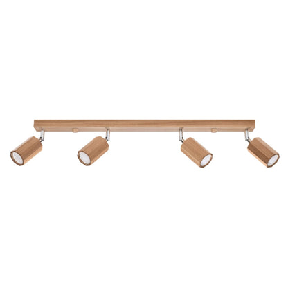 ZEKE 4 plafondlamp 4 spots hout GU10 eiken