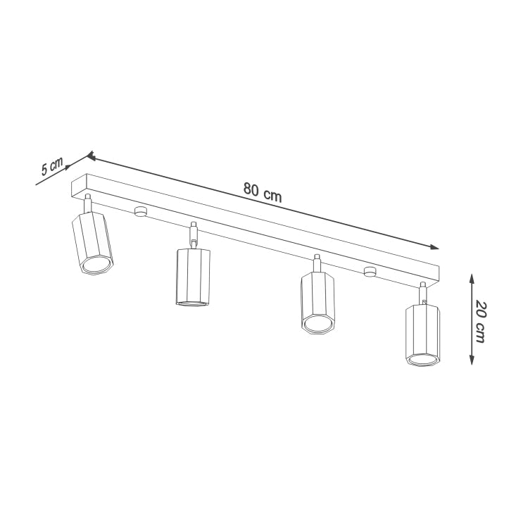ZEKE 4 plafondlamp 4 spots hout GU10 eiken