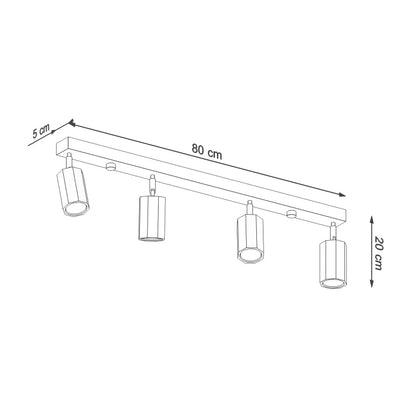 ZEKE 4 plafondlamp 4 spots hout GU10 eiken