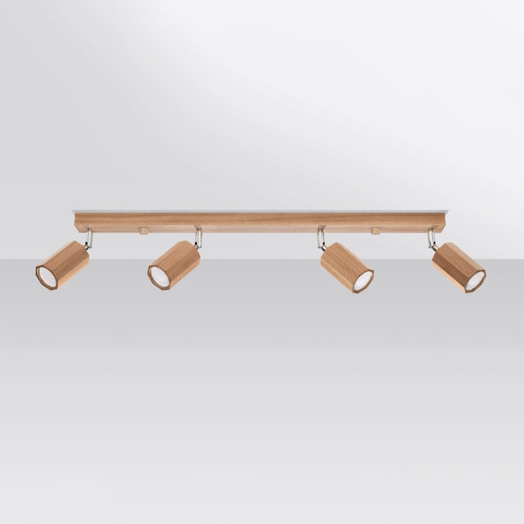 ZEKE 4 plafondlamp 4 spots hout GU10 eiken