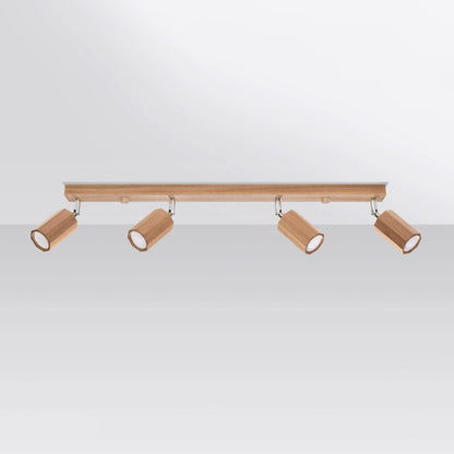 ZEKE 4 plafondlamp 4 spots hout GU10 eiken