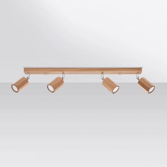 ZEKE 4 plafondlamp 4 spots hout GU10 eiken