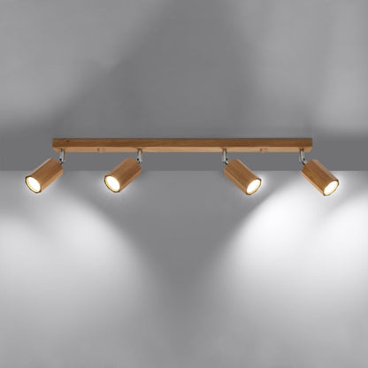 ZEKE 4 plafondlamp 4 spots hout GU10 eiken