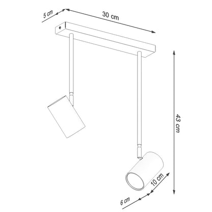 NORANO 2 plafondlamp lange armen 2 spots GU10 zwart