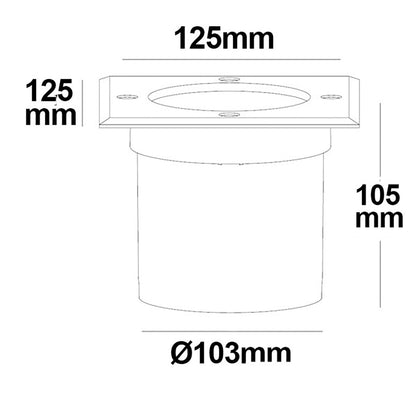 Grondspot RVS vierkant 9,2W 700lm 90° 3000K IP67