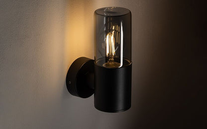 Idano E27 buitenwandlamp rookglas IP44