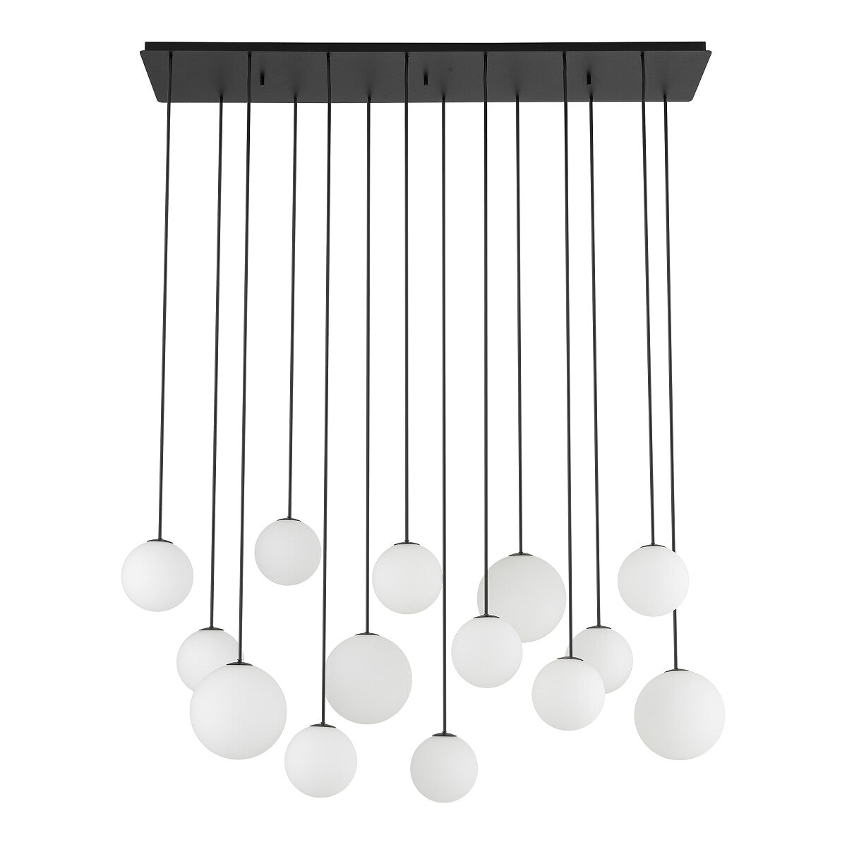 SNOWBALL XIV lineaire hanglamp 14 glazen bollen G9
