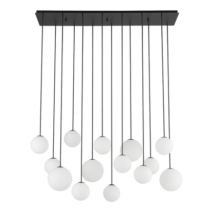 SNOWBALL XIV lineaire hanglamp 14 glazen bollen G9