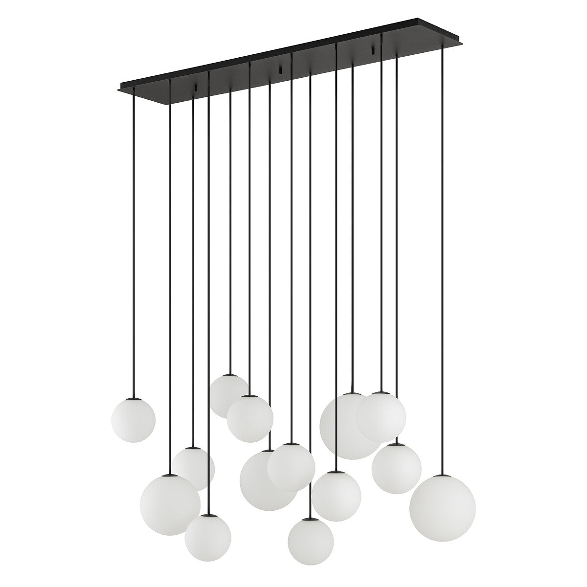 SNOWBALL XIV lineaire hanglamp 14 glazen bollen G9