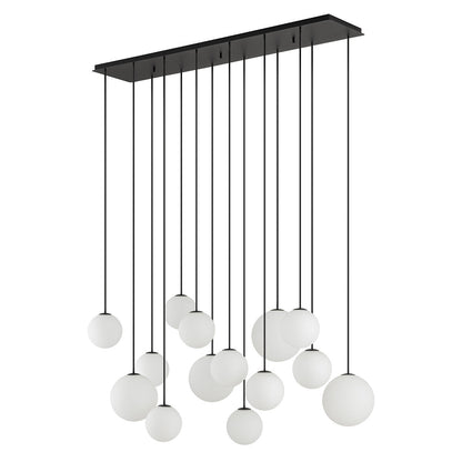 SNOWBALL XIV lineaire hanglamp 14 glazen bollen G9