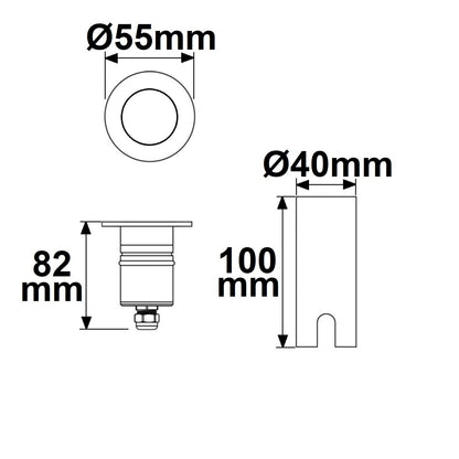 Grondspot RVS Ø55 3W 10° 3000K IP67