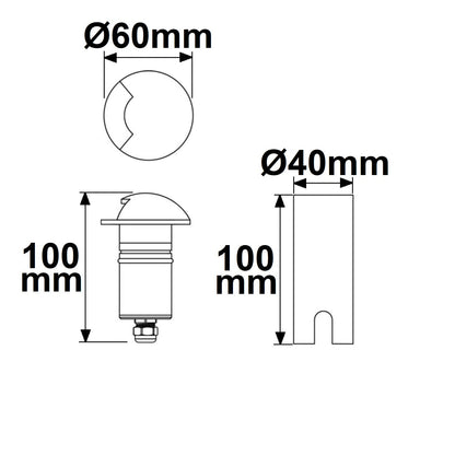 Grondspot zwart Ø60 1-zijdig 3W 60° 3000K IP67