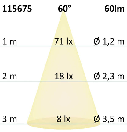 Grondspot zwart Ø60 4-zijdig 3W 60° 3000K IP67