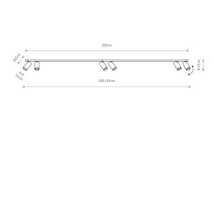 MONO VI lineaire plafondbalk afmetingen maattekening
