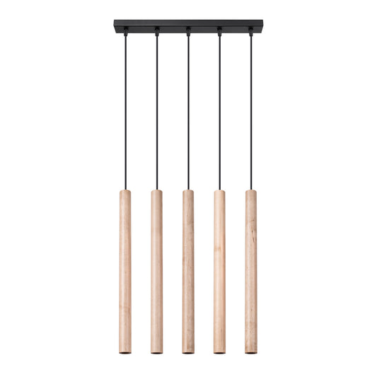PASTELO 5L lineaire hanglamp 5x G9 goud, hout of beton