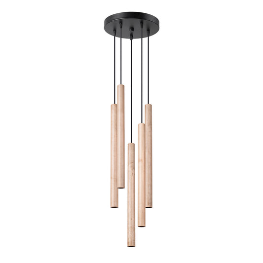 PASTELO 5P ronde hanglamp 5x G9 hout of beton