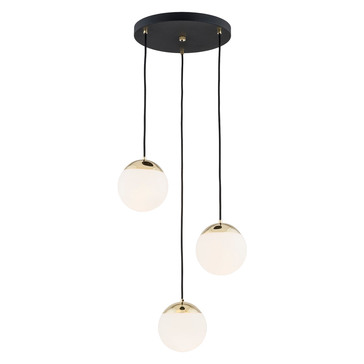 Livia hanglamp Zwart-messing 3-lichts