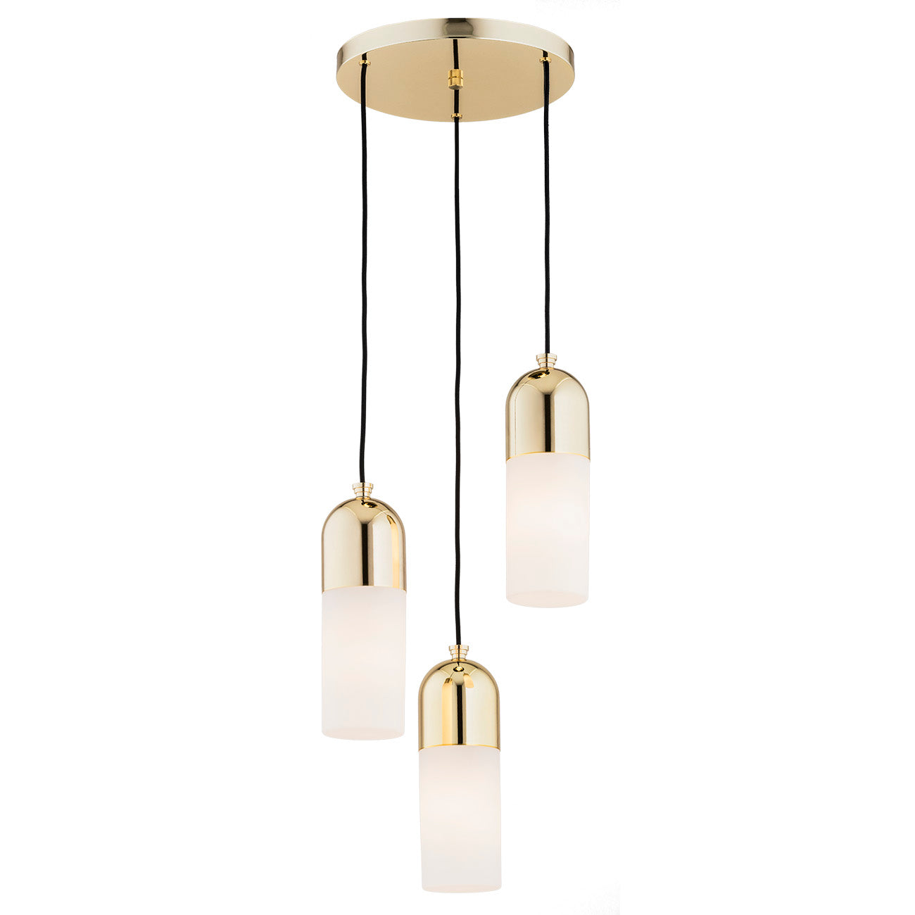 Burgos hanglamp Opaalglas-messing 3-lichts