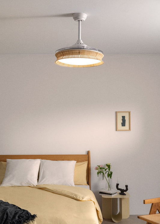 Clarotan rotan plafondventilator met intrekbare bladen DC 40W Ø108 cm