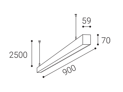 LED2 NOLI II P-Z lineaire hanglamp - afmetingen
