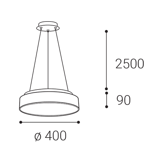 LED2 RINGO II P/N-Z hanglamp - afmetingen