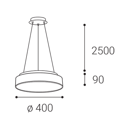 LED2 RINGO II P/N-Z hanglamp - afmetingen