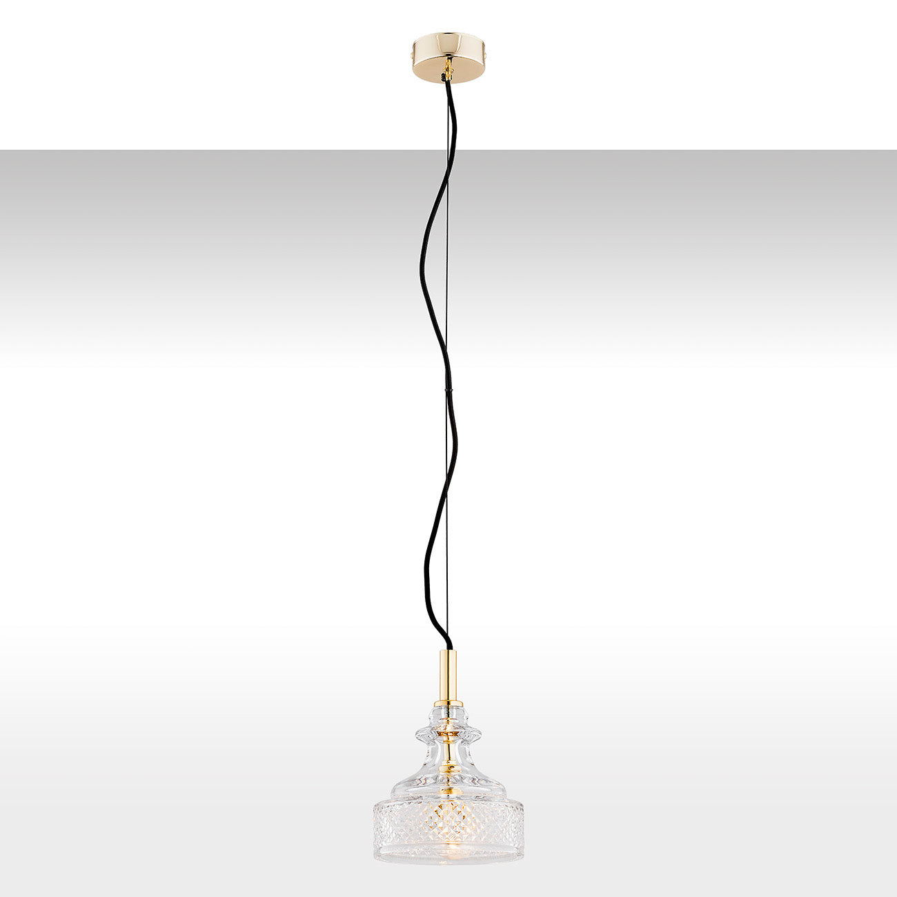 Cruz hanglamp 1-lichts Transparant-messing