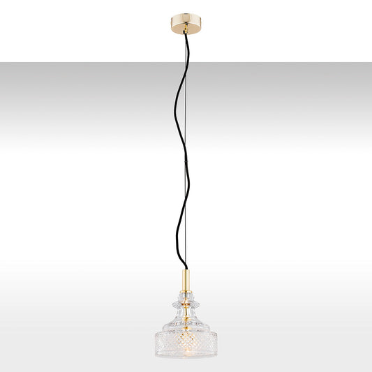 Cruz hanglamp 1-lichts Transparant-messing