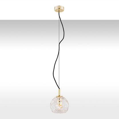Oviedo hanglamp Transparant-messing klein 1-lichts