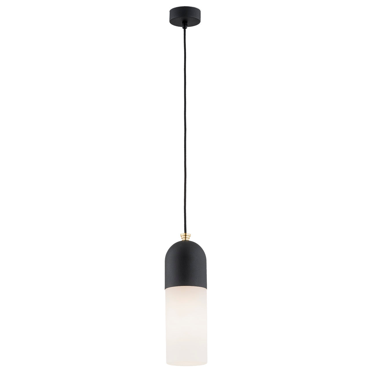 Burgos hanglamp Opaal-zwart-messing 1-lichts
