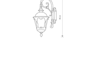 Tybaro E27 buitenwandlamp klassiek IP44 zwart-goud