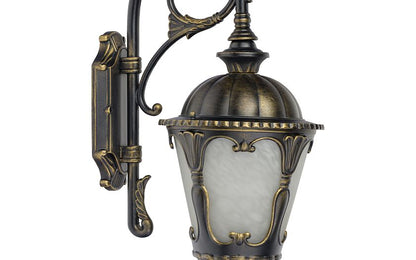 Tybaro E27 buitenwandlamp klassiek IP44 zwart-goud