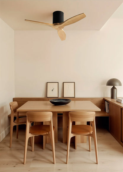 Calmivo plafondventilator zwart met licht houtlook