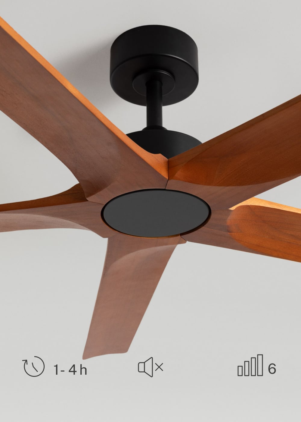 Robusavo XL/XXL plafondventilator zonder lamp 100% hout DC 40W Ø165 of Ø183 cm