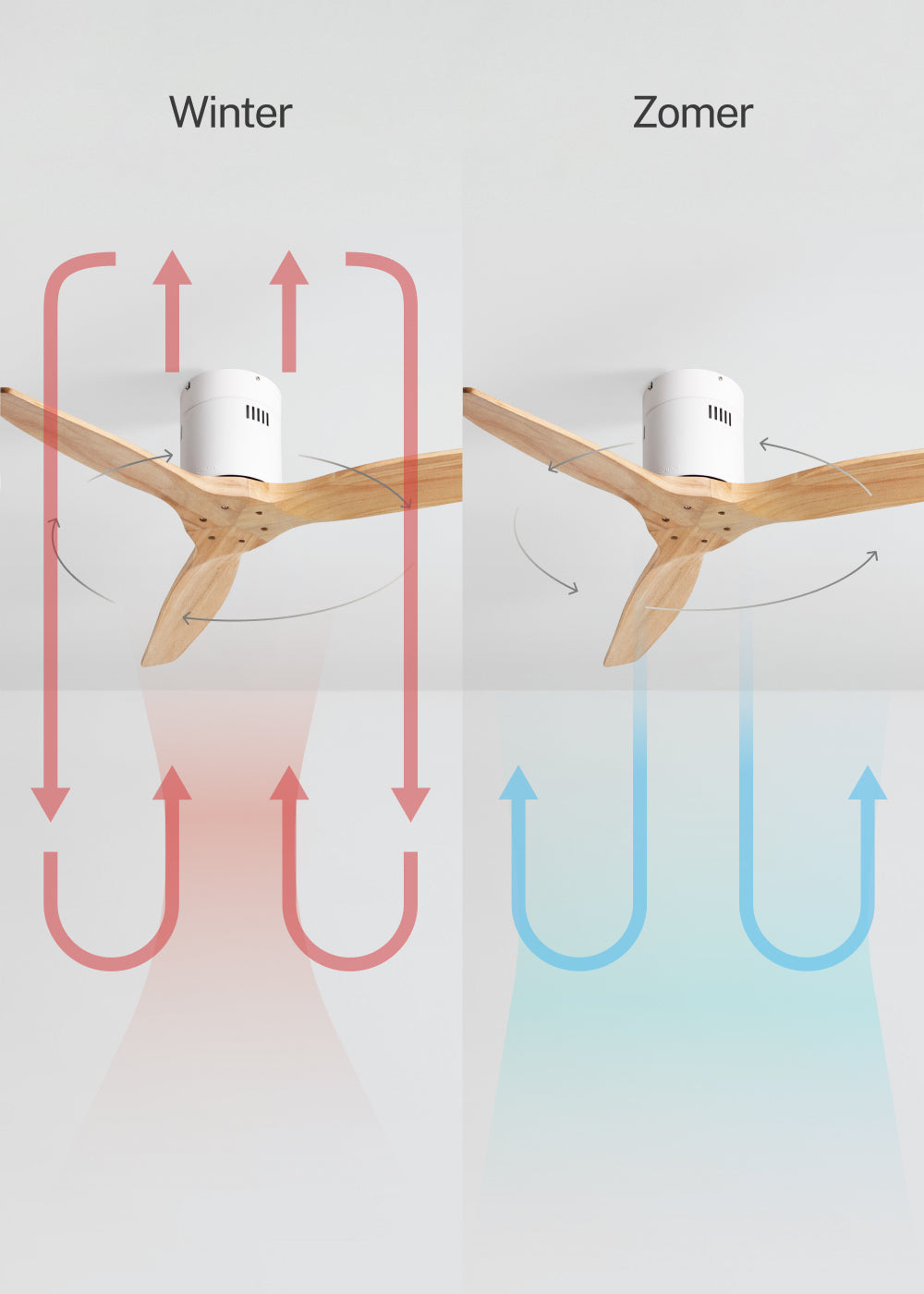 Naturavo plafondventilator wit / licht hout