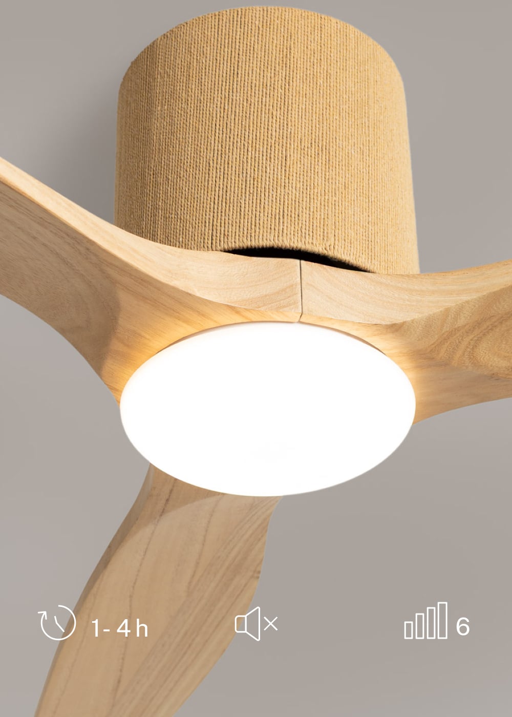 Textivo plafondventilator touw oker